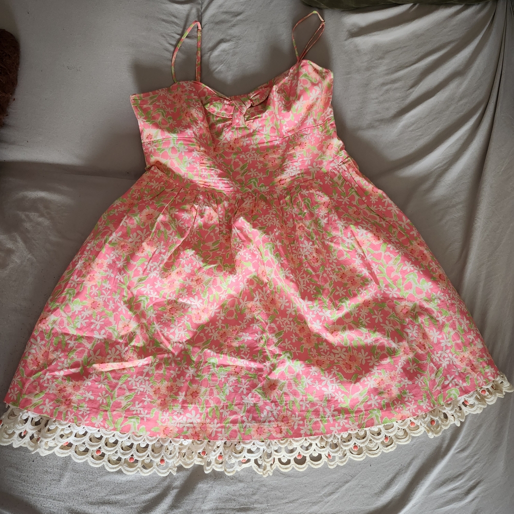 Lilly Pulitzer Vibrant Pink and Green Floral Dress